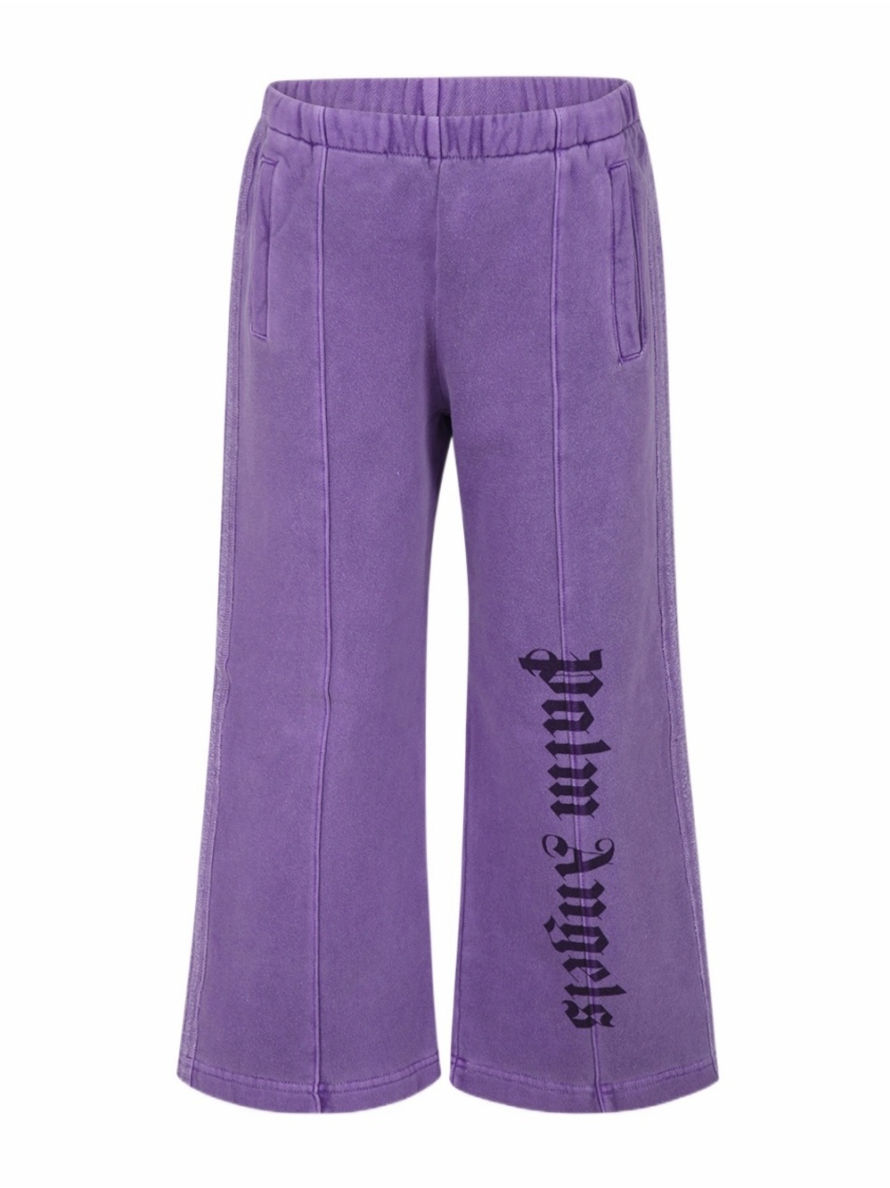 Palm Angels Kids Purple Wide-Leg Fleece Joggers with Script